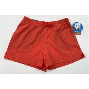 Columbia Shorts Womens Medium Orange Nylon UPF Elastic Waist Pockets Beach NEW